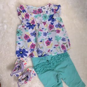 Old Navy floral outfit with sandals